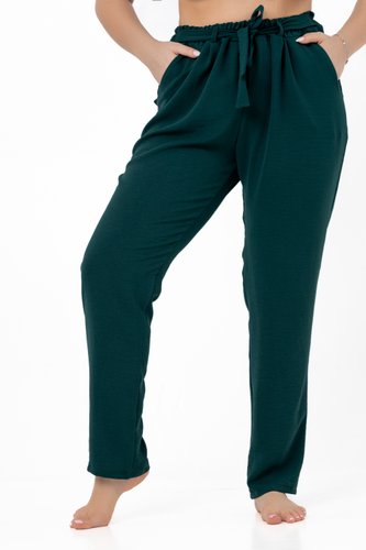32 Класические летние брюки темно зелёного цвета 4XL