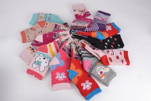 Дитячі вовняні шкарпетки на дівчинку (C721-1/L) | 12 пар