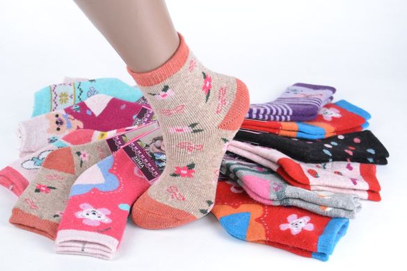 Дитячі вовняні шкарпетки на дівчинку (C721-1/L) | 12 пар