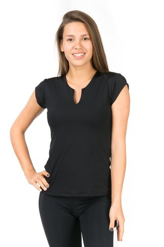 Чорна спортивна футболка з V вирізом S = 42-44 p