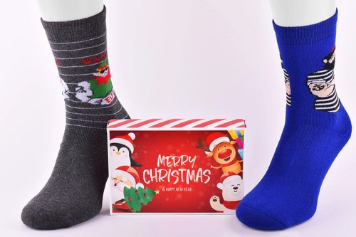 Шкарпетки чоловічі "Merry Christmas" в подарунковій упаковці МАХРА (Арт. Y104/1) | 1 компл.