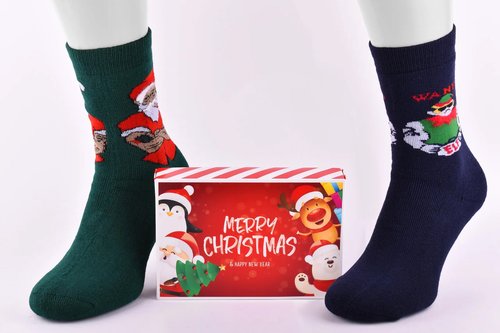 Шкарпетки чоловічі "Merry Christmas" в подарунковій упаковці МАХРА (Арт. Y104/2) | 1 компл.