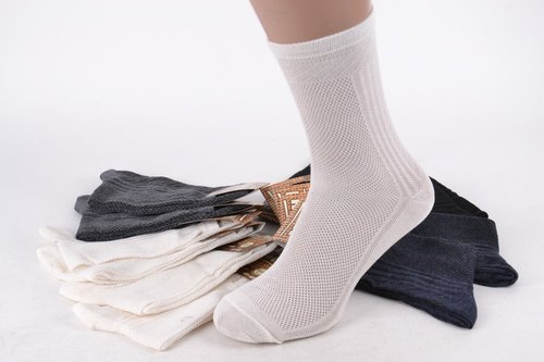 Чоловічі шкарпетки Льон сітка р-р.41-45 (Арт. PT069/Mix) | 12 пар