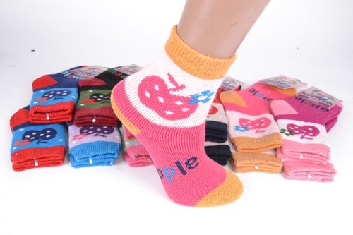 Дитячі вовняні шкарпетки для дівчинки р.11-18 (C721/S) | 12 пар
