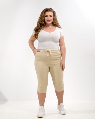 А 5212-1 Светло бежевые хлопковые женские бриджи 4XL/5XL=52-54р 2000115566321 производитель одежды Опт круг