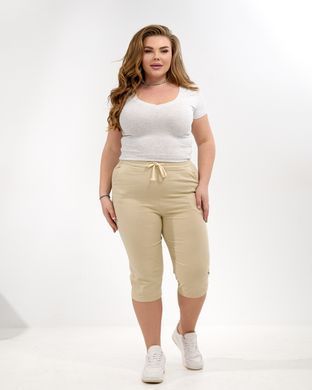 А 5212-1 Светло бежевые хлопковые женские бриджи 4XL/5XL=52-54р 2000115566321 производитель одежды Опт круг