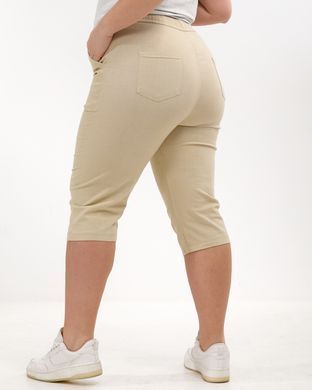 А 5212-1 Светло бежевые хлопковые женские бриджи 4XL/5XL=52-54р 2000115566321 производитель одежды Опт круг