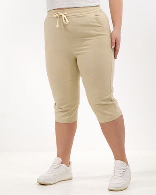 А 5212-1 Светло бежевые хлопковые женские бриджи 4XL/5XL=52-54р 2000115566321 производитель одежды Опт круг
