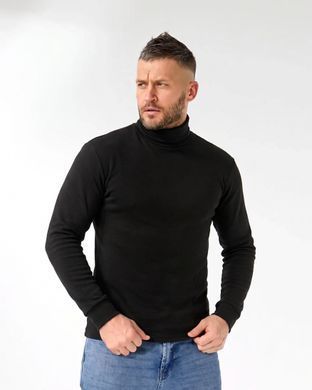 Чёрная теплая мужская водолазка хлопковая с начесом L = 46-48 p 538086614 производитель одежды Опт круг