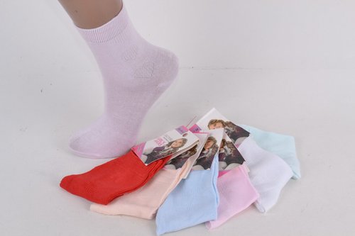 Дитячі шкарпетки однотонні на дівчинку (D63/26-30) | 12 пар