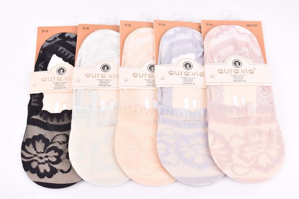 Шкарпетки-сліди жіночі "AURA" Cotton Мереживо (Арт. NDD7291) | 30 пар
