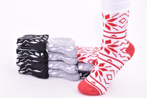 Шкарпетки жіночі з орнаментом ШЕРСТЬ бавовнa (Арт. MEM42702/300) | 12 пар