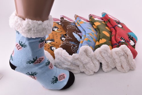 Шкарпетки жіночі на хутрі "Корона" ШЕРСТЬ (Арт. LKB201-2) | 6 пар