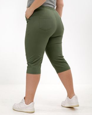А 5212-1 Котоновые темно зеленые женские бриджи с поясом 4XL/5XL=52-54р 2000115566284 производитель одежды Опт круг