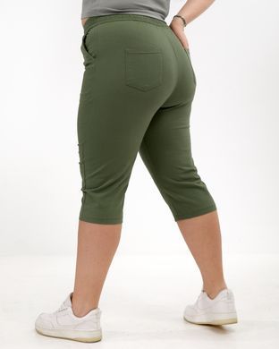 А 5212-1 Котоновые темно зеленые женские бриджи с поясом 4XL/5XL=52-54р 2000115566284 производитель одежды Опт круг