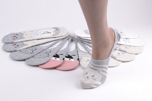 Жіночі Шкарпетки-Сліди з малюнком "Cotton" (Y014) | 12 пар