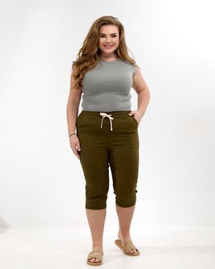 А 5212-1 Котонові жіночі бріджи кольору хакі 4XL/5XL=52-54р 2000115566369 виробник одягу Опт коло