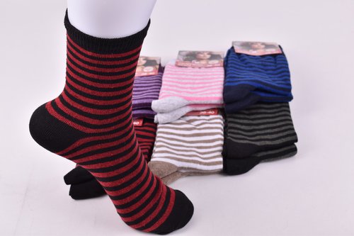 Шкарпетки жіночі в смужку бавовна (Арт. PT122) | 12 пар