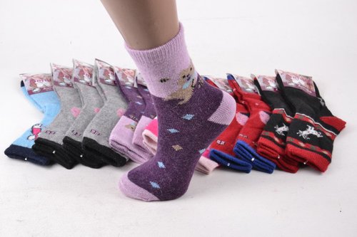 Дитячі шкарпетки на дівчинку Вовна АНГОРА (FE5025/30-35) 12 пар