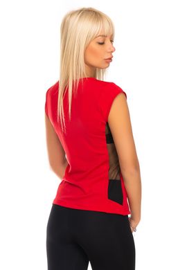 014 Красная спортивная футболка с сеткой и V образным вырезом L = 46-48 р