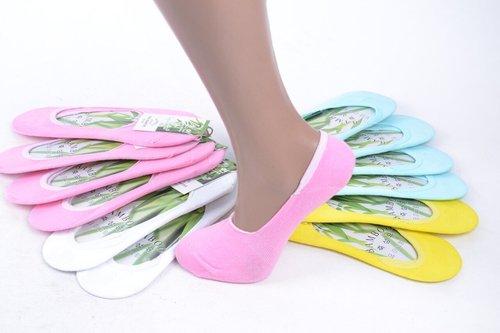 Жіночі следки-шкарпетки БАМБУК з силіконом (SL801/7) | 12 пар
