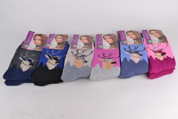 Шкарпетки жіночі махрові "Олені" (C501) | 12 пар