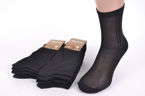 Чоловічі шкарпетки Льон сітка (PT028/Black) | 12 пар