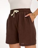 090 Муслиновые летние женские шорты шоколадного цвета L 2000115572452 производитель одежды Опт круг