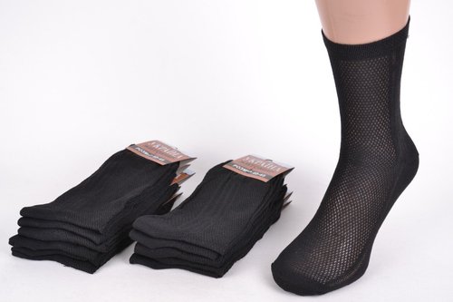 Чоловічі шкарпетки сітка Житомир (PT080/Black) | 12 пар