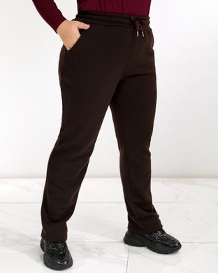 Теплі коричневі спортивні штани жіночі прямого крою з тринитки 50 р, 094 2000115574845 виробник одягу Опт коло