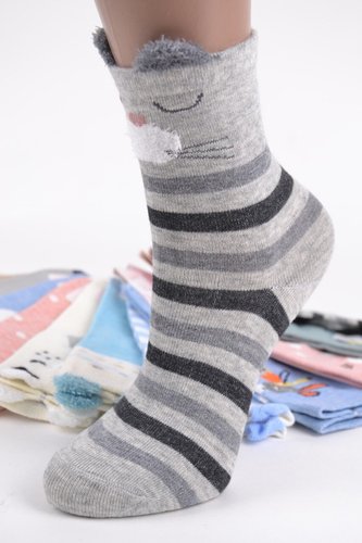 Дитячі Бавовняні шкарпетки Мордочки (D351/25-30) | 12 пар