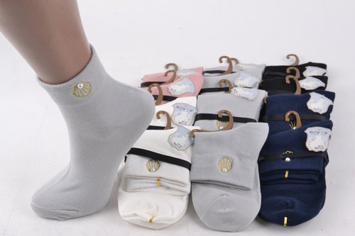 Жіночі шкарпетки з вишивкою "Cotton" (Арт. NDX1172) | 12 пар