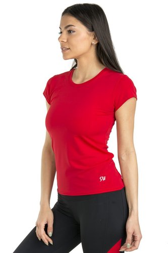 050 Жіноча спортивна футболка червоного кольору S = 42-44 p