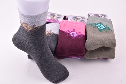 Шкарпетки жіночі з малюнком COTTON МАХРА (Арт. LCWG1-3) | 12 пар