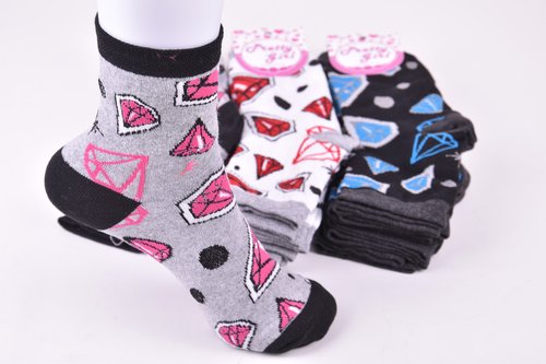 Шкарпетки жіночі з малюнком ХЛОПОК (Арт. ME32131) | 12 пар