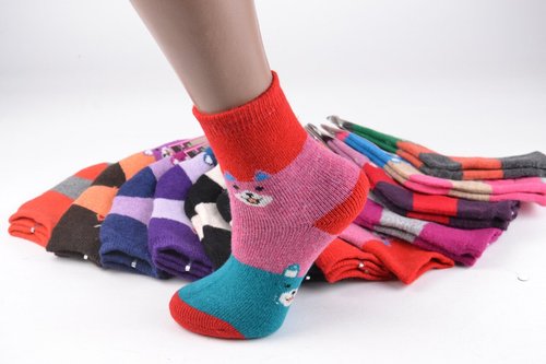 Дитячі шкарпетки на дівчинку ШЕРСТЬ (арт. TKC721-6M) | 12 пар