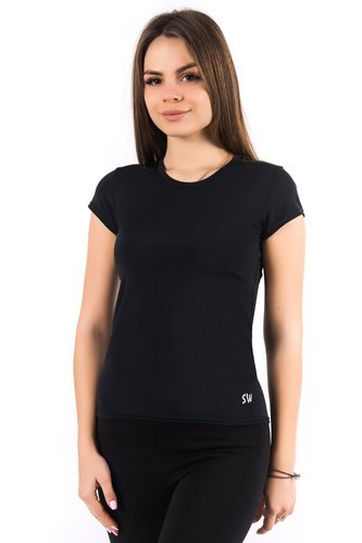 Чорна спортивна еластикова футболка для підлітків 134-140 см
