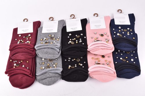 Шкарпетки жіночі з намистинами "Золото" COTTON (Арт. Y212-1) | 10 пар